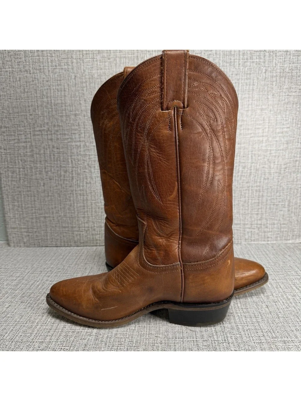 Frye Boots Women's Size 7 B Tan Leather Billy Pull On Deco Stitch Cowboy